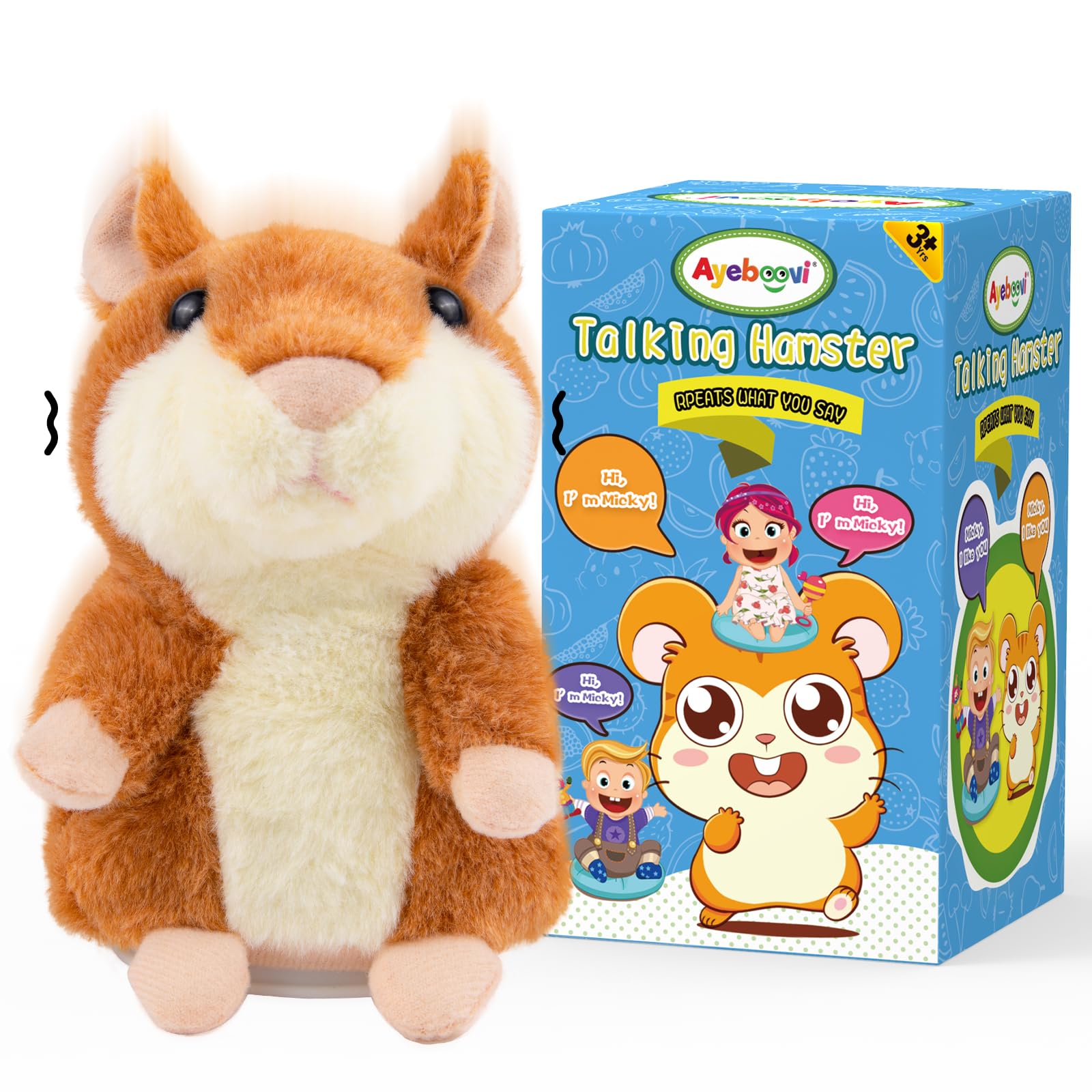 Sponsored Ad - Ayeboovi Toddler Toys Talking Hamster Repeats What You Say, Kids Toys for 2 3 4 5 6 7 8 Year Old Girls Boys Gift, Christmas Stocking Stuffer for Kid, Interactive Stuffed Animals Autism Toy for Age 2-4