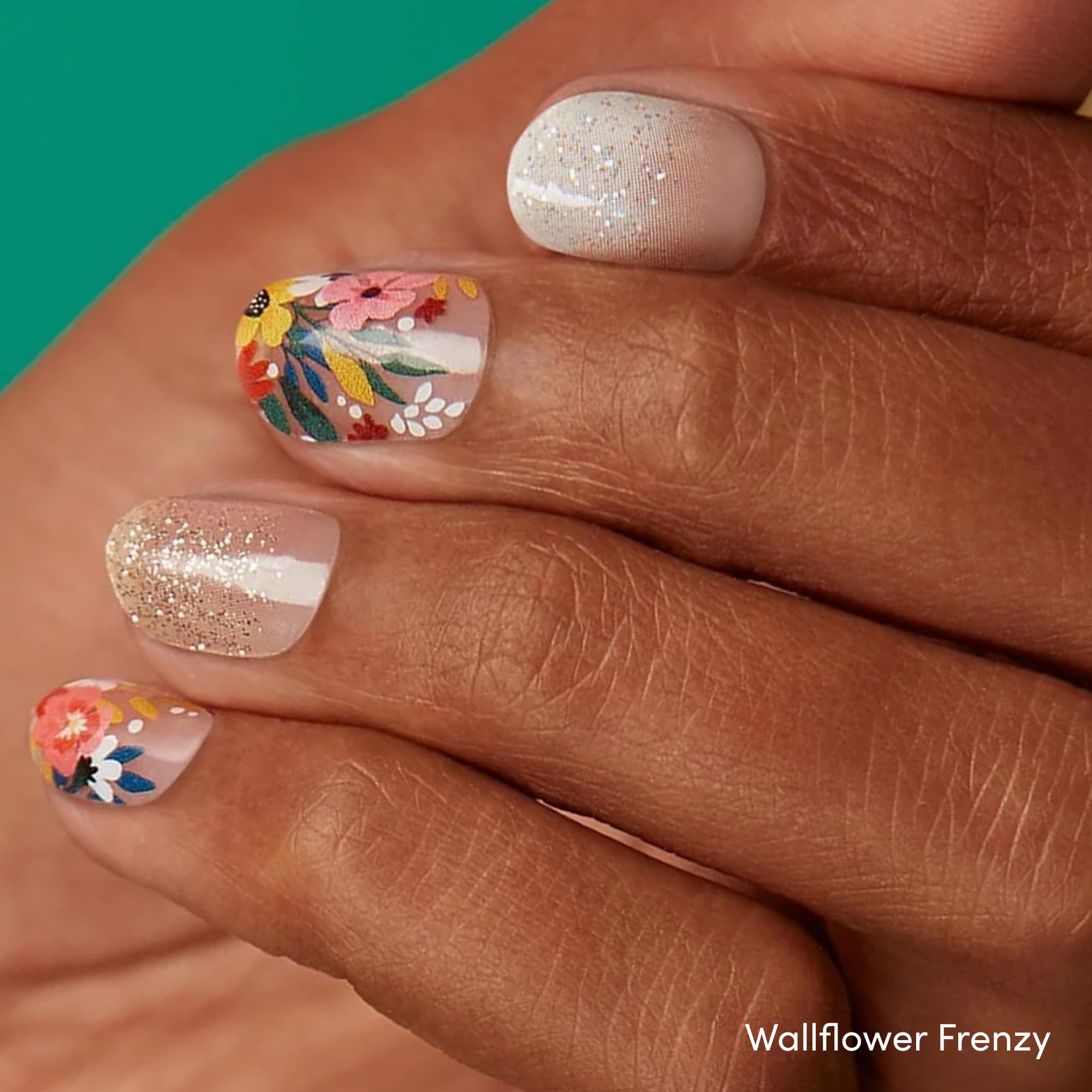 Dashing Diva Gloss Nail Strips Bundle - The Spring Florals Collection - Wallflower Frenzy & Bug Off - UV Free, Chip Resistant, Long Lasting Gel Stickers - Contains 2 Sets