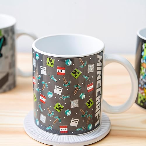 Miniatura 6 de Zak Designs Minecraft - Juego único de tazas de café de cerámica, tazas de café con mango cómodo para regalos de jugadores, aptas para lavavajillas