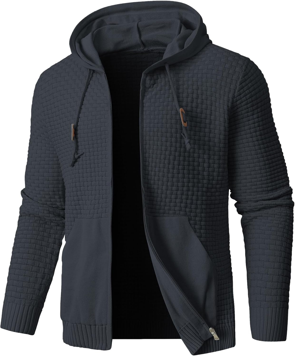 Zaitun Men's Full Zip Up Hooded Cardigan Sweater with Pockets