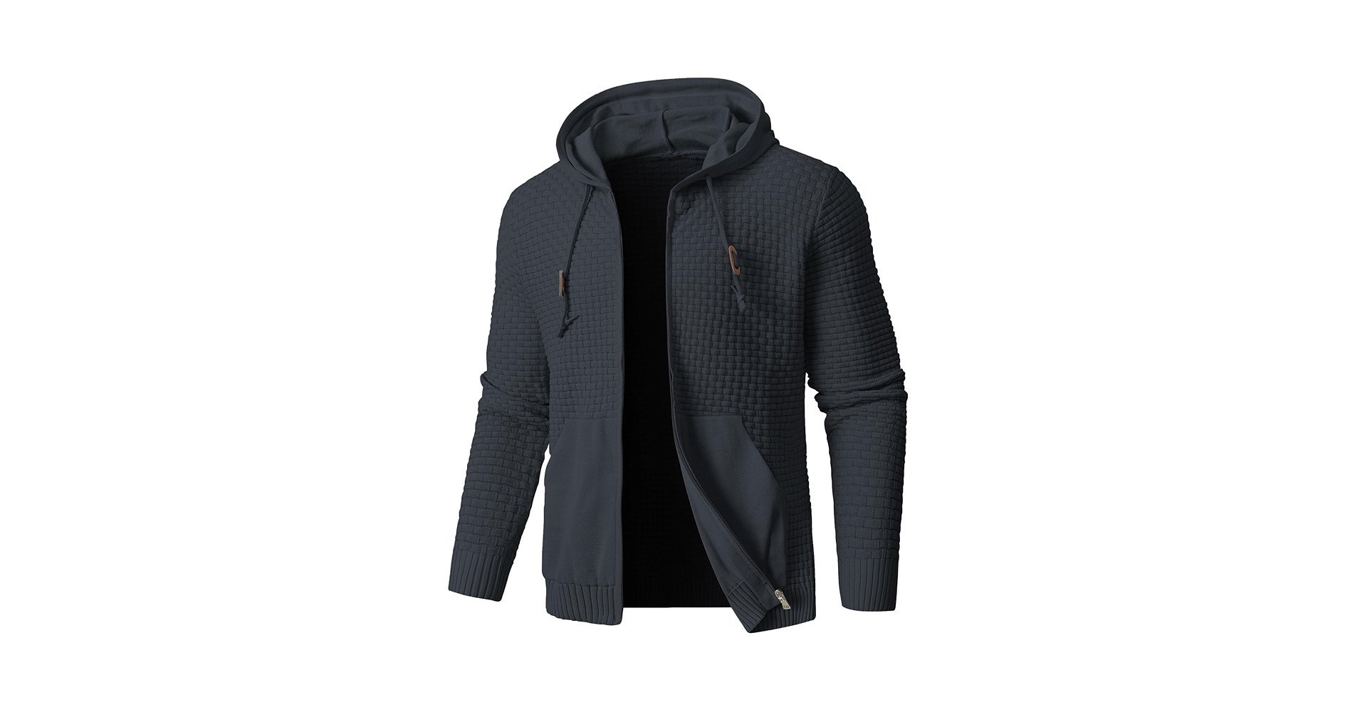 Zaitun Men's Full Zip Up Hooded Cardigan Sweater with