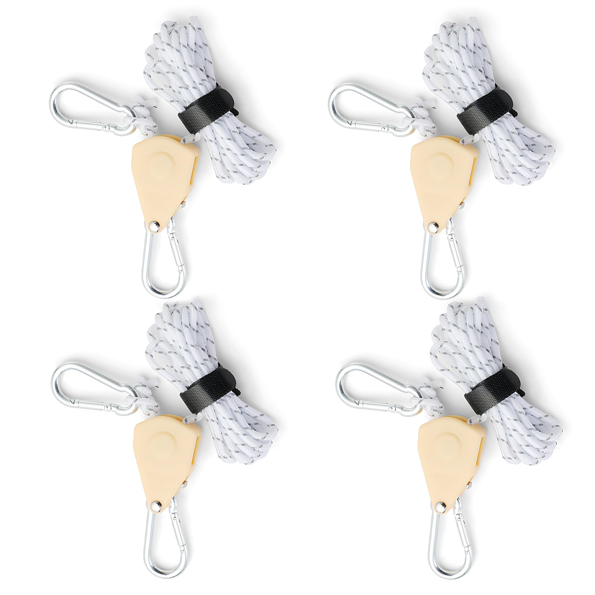 Pack of 4 Adjustable Rope Ratchet, Guy Ropes with Rope Tensioner, Alluring Ratchet Hanger, Reflective Lightweight Guy Rope