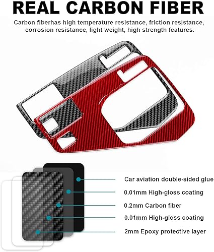 Miniatura 6 de AIRSPEED Para Subaru Crosstrek 2024 Cubierta del panel de cambio de marchas Consola central Interior de fibra de carbono suave, Negro