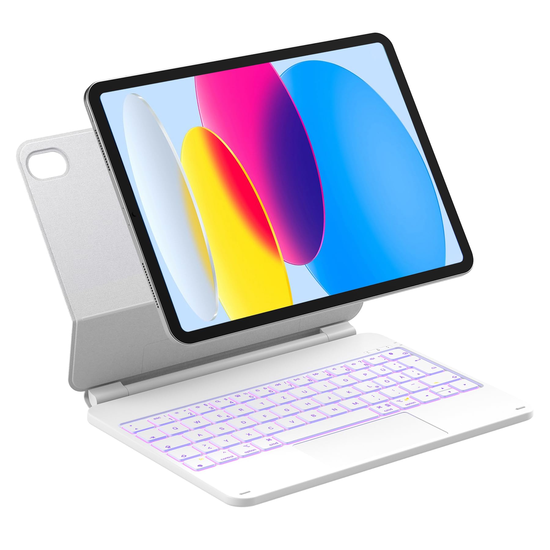 Inateck NeoMagic Magnetische Tastatur Hülle für iPad 10 Generation 10,9 Zoll,11 Generation 2025 A16 11 Zoll,Tastatur mit Touchpad, Freitragender Ständer, 7-Farbige Hintergrundbeleuchtung,KB09119