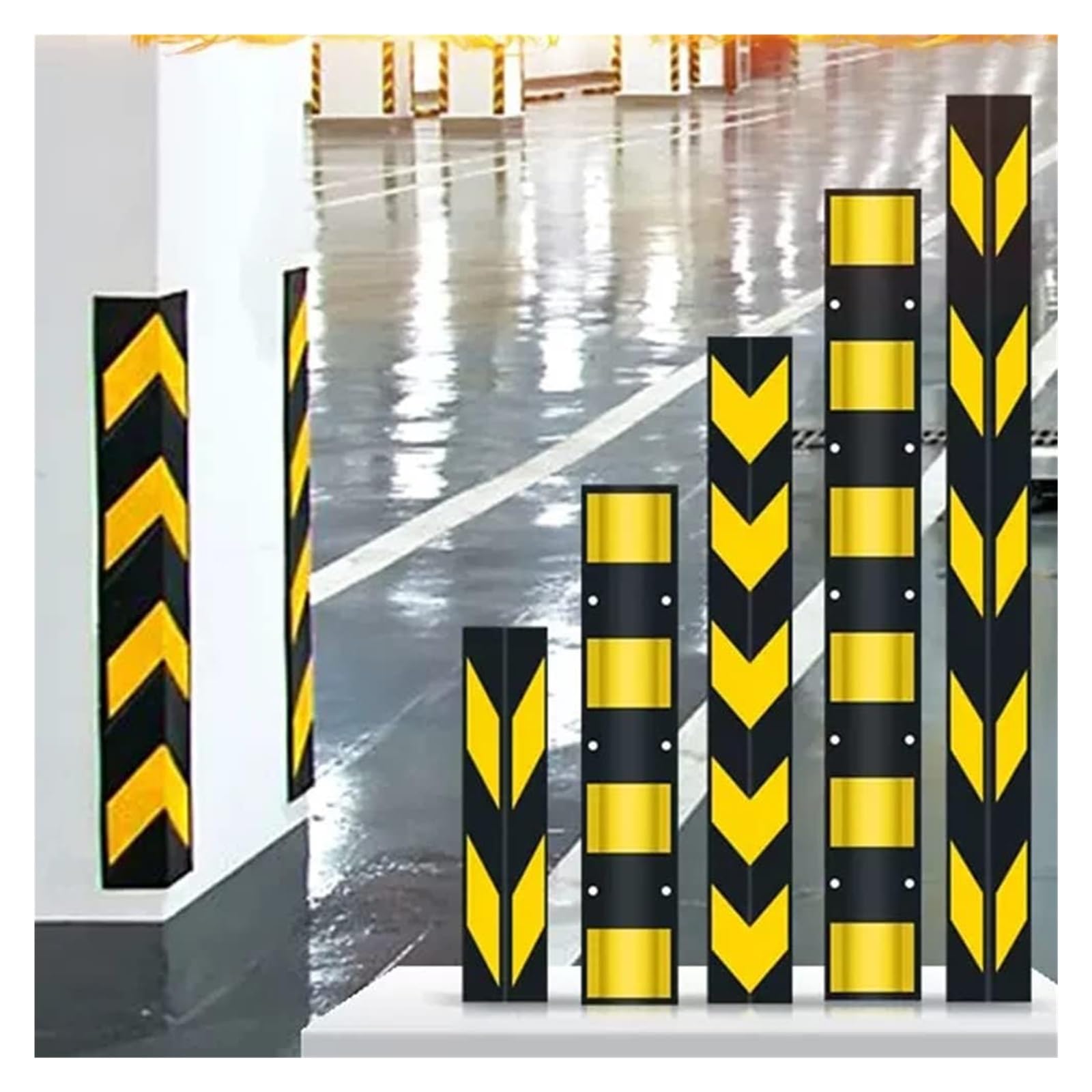Protector Columnas Garaje Protector De Borde De Esquina De Pared For Garajes, Tira De Advertencia De Tráfico Reflectante De Goma De 100x10x1cm For Estacionamiento De Coches, Almohadilla De Parachoques