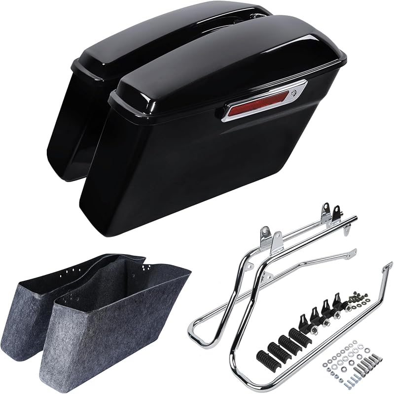 SLMOTO Motorcycle Saddle Bags Chrome Conversion Brackets for Harley Softail