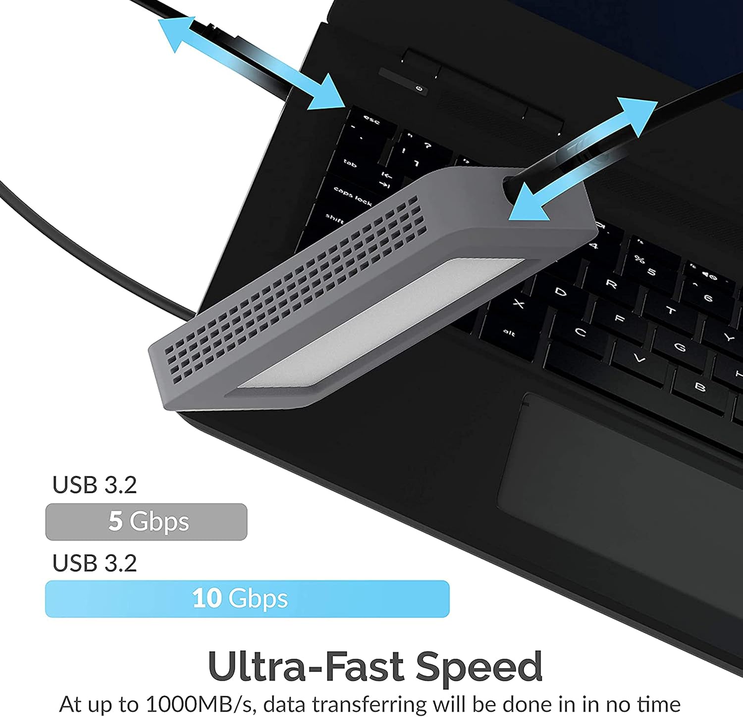 SABRENT M.2 NVMe Enclosure, PCIe NVMe Adapter SSD Enclosure, USB C 3.2X2 to NVMe External Aluminum M2 NVMe converter, fast Data transfer Tool-Free, Docking Station for M Key M+B Key, UASP (EC-SNVE)