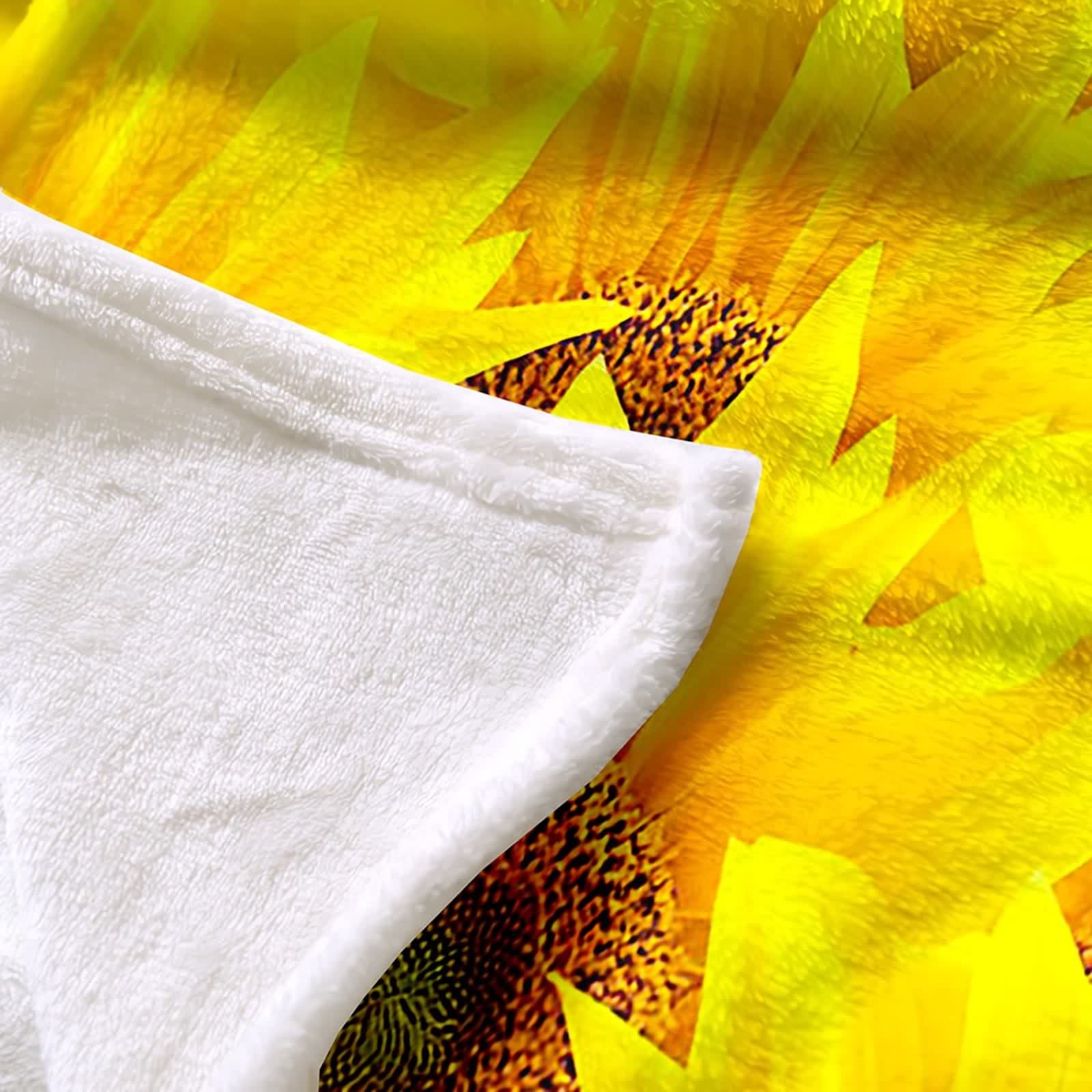 Daesar Natale Coperte Pile Fantasia, Coperte Flanella Matrimoniali/Singolo Divano/Letto Giallo Motivo Girasoli Tema Piante Coperta Calda Invernale, 180x240cm