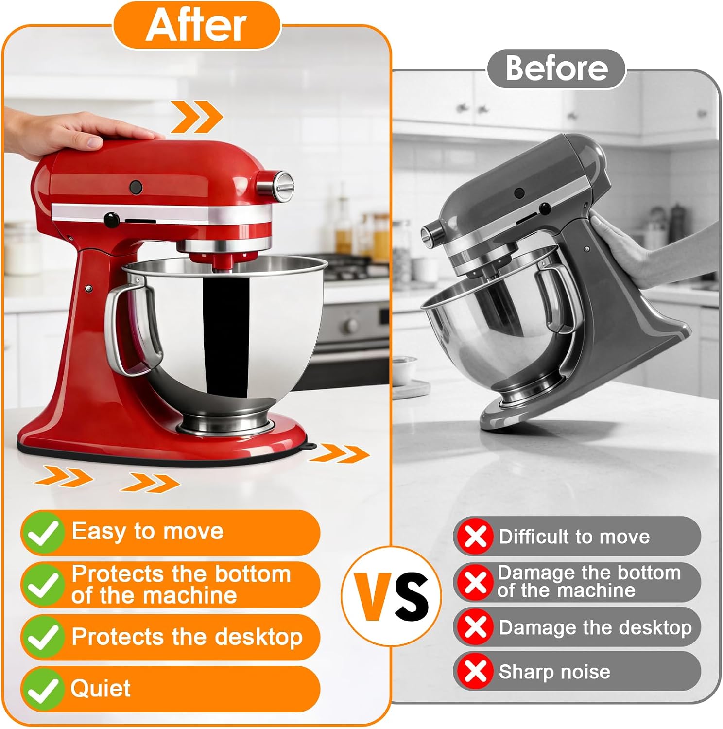 Dreamtop Mixer Slider Mat Compatible with Kitchen Aid 4.5-5 Qt Stand Mixer - Silicone Kitchen Counter Appliance Slider Mat Storage Mover Sliding Caddy (Black) image 3