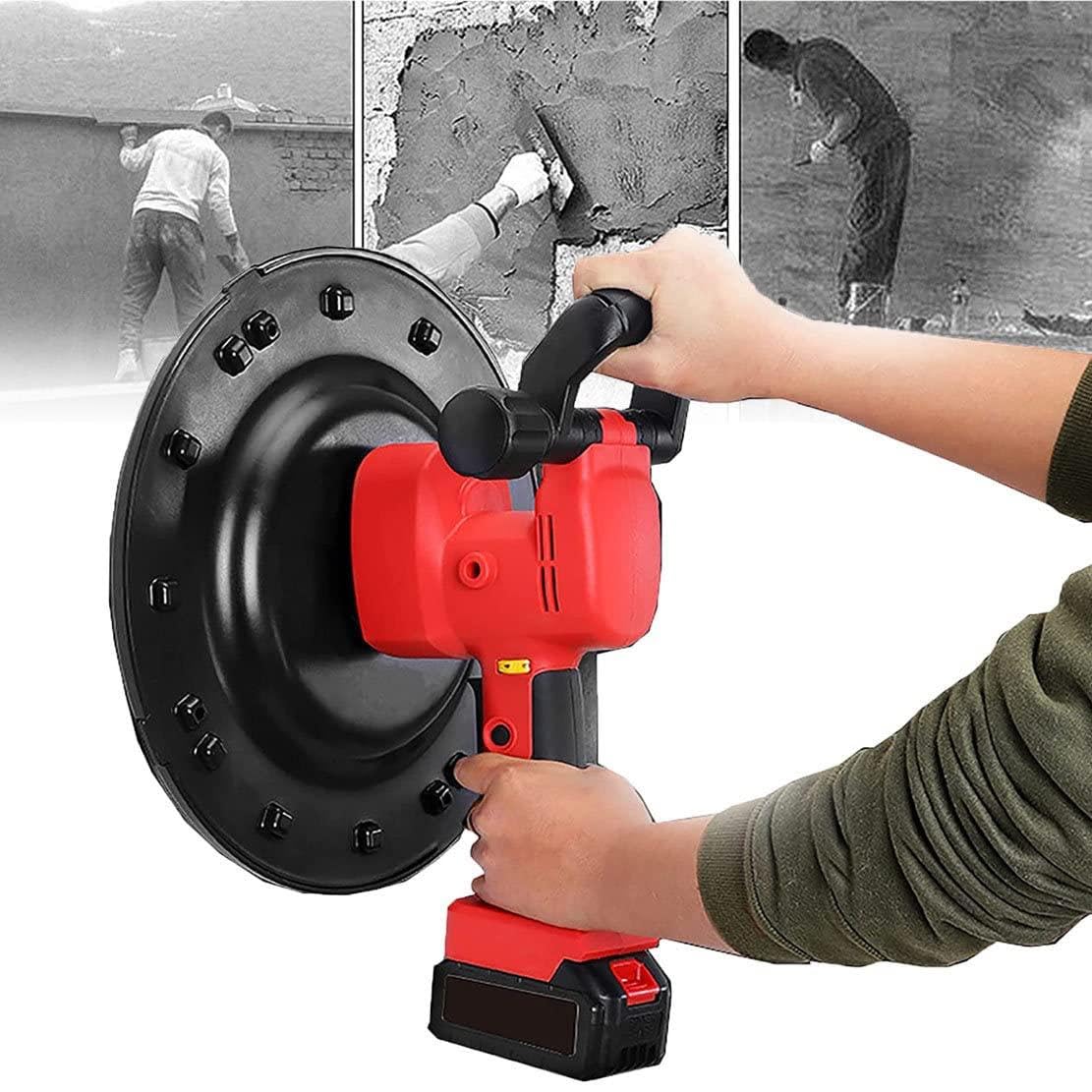Máquina de llana eléctrica para mortero de cemento y hormigón de 1680 W, máquina pulidora para alisar paredes, máquina automática para enlucido de masilla, 6 velocidades ajustables,2Battery