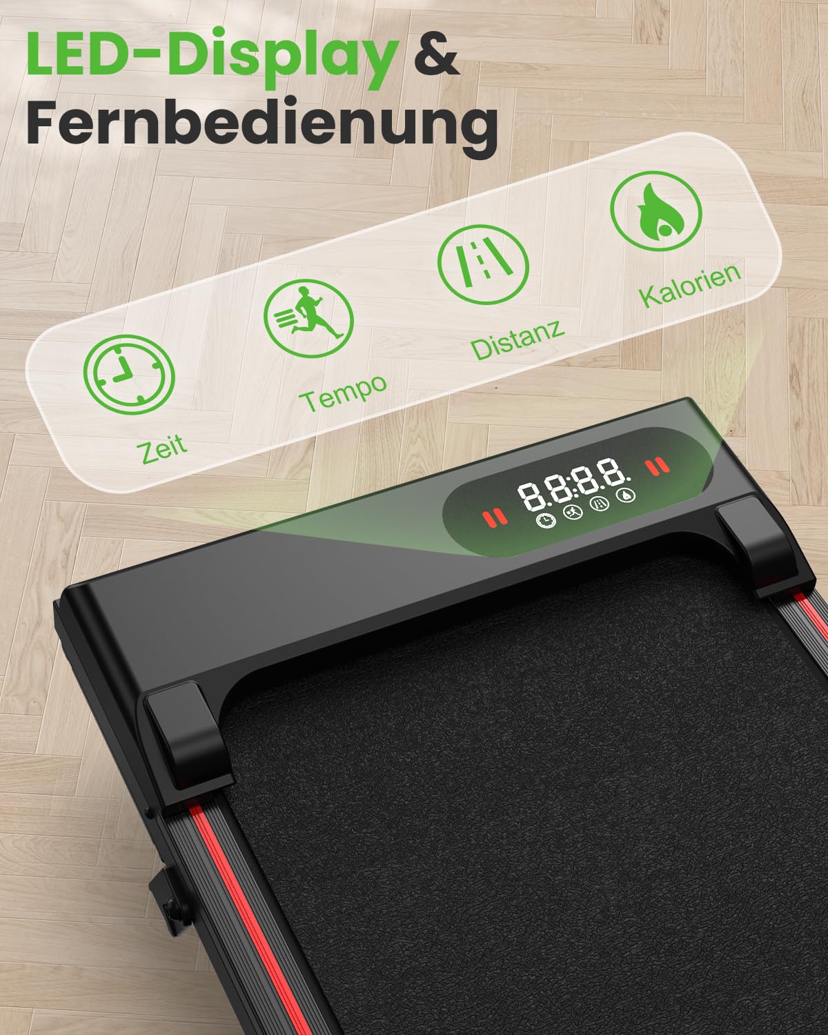 HomeFitnessCode Laufband mit Neigung für Zuhause - Walking Pad Laufpad mit Steigung Walkpad Untertisch Elektrisch 1-8 KMH Mini Walking Klein Band Gehband