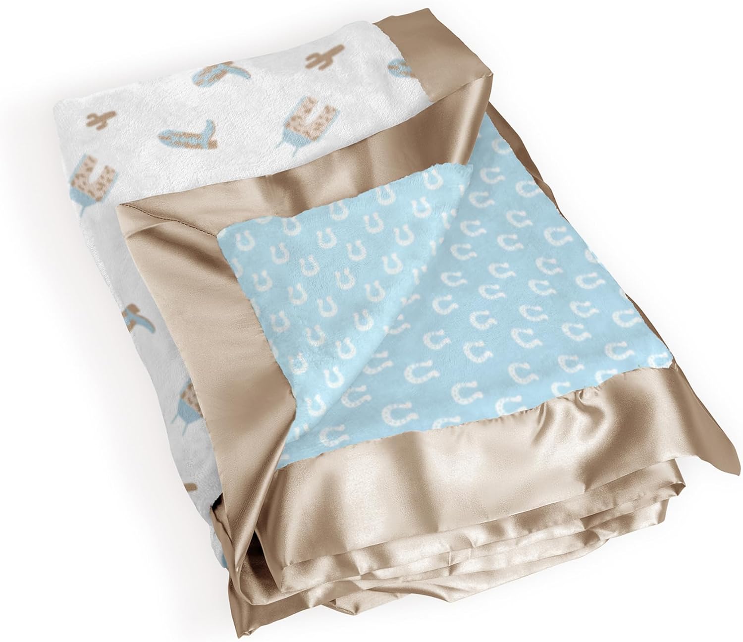 JuJuBe x Studio Oh! Baby Essentials Reversible Baby Blanket - Soft Throw for Newborns & Infants, Ideal for Tummy Time, Home, Travel & Nursery Essentials - Perfect Howdy Partner Blue