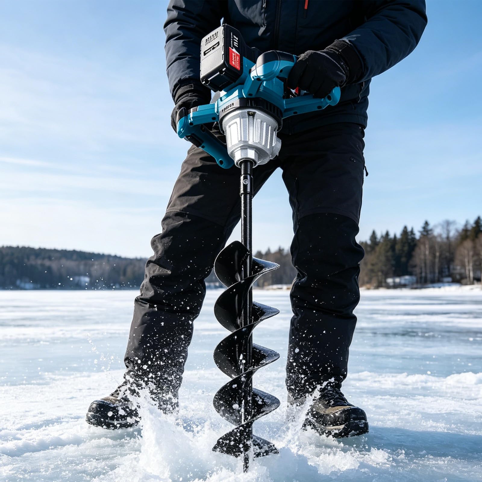 Punta da terra a batteria professionale, 1200 W, senza spazzole con 2 batterie da 4000 mAh, punta da 14 x 80 cm, trapano elettrico senza spazzole, adatta per trapano da terra con diametro da