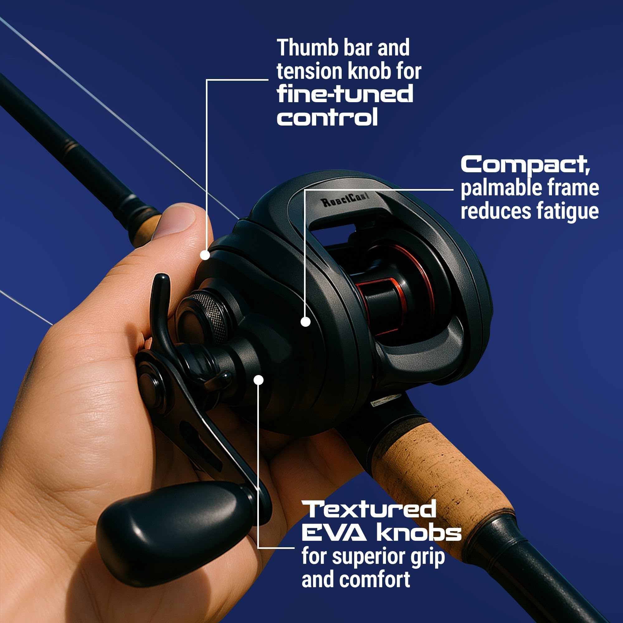 baitcasting reel thumb Amazon.com: Reaction Tackle ReactCast Reel, 7.3:1 High-Speed Baitcaster with 9+1 Bearings, Aluminum Frame, Dual Brake System and Smooth Drag for Bass Fishing Abu Garcia Silver Max Conventional Featuring an 8.0 Model:TV-S-761M-3000
