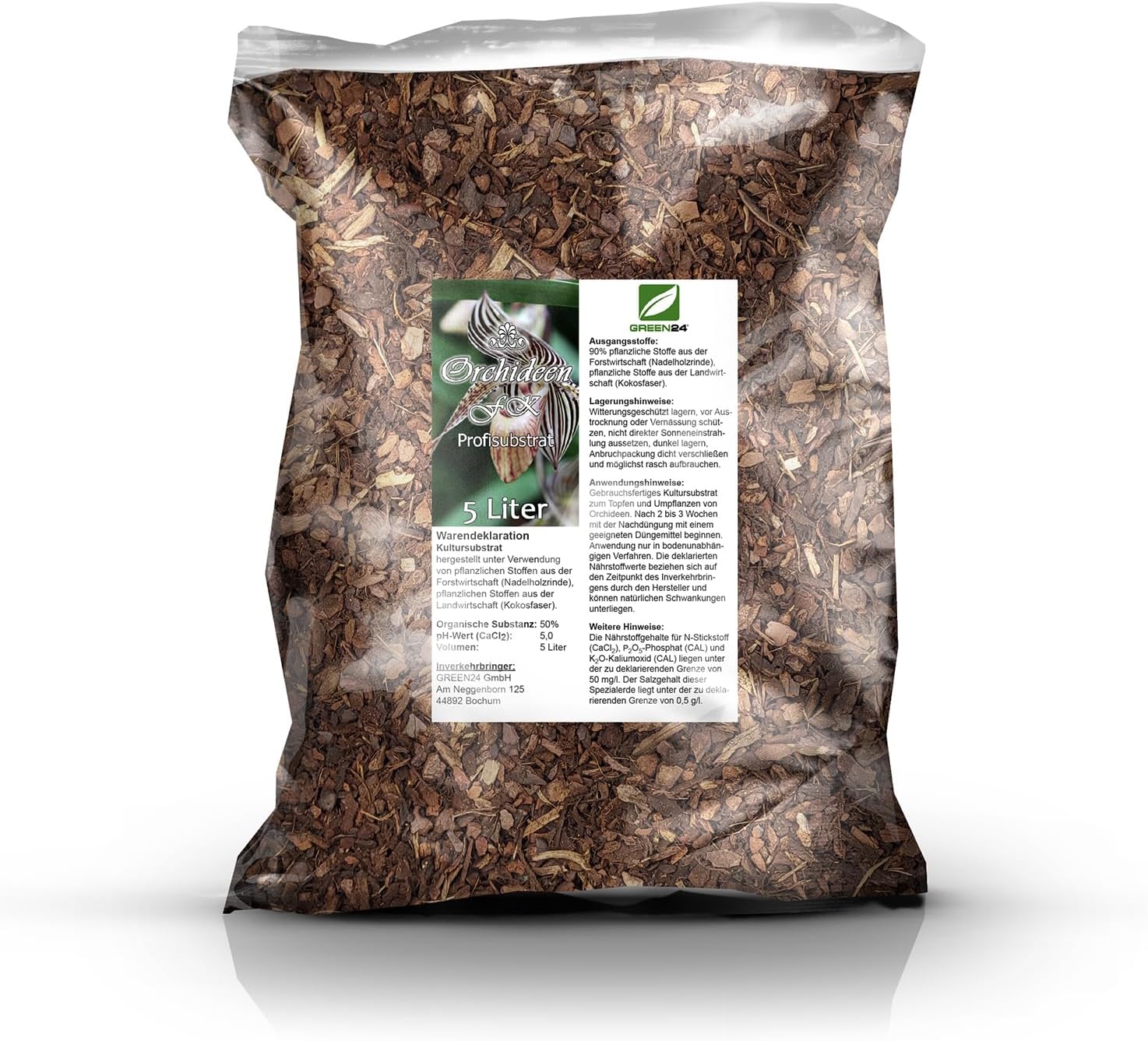 Orchideenerde FK Erde für Orchideen 5 Ltr. Premium Profi Linie Substrat Phalaenopsis, Cattleya, Dendrobium, Paphiopedilum, Cymbidium etc. (Feine Körnung 5 Liter)
