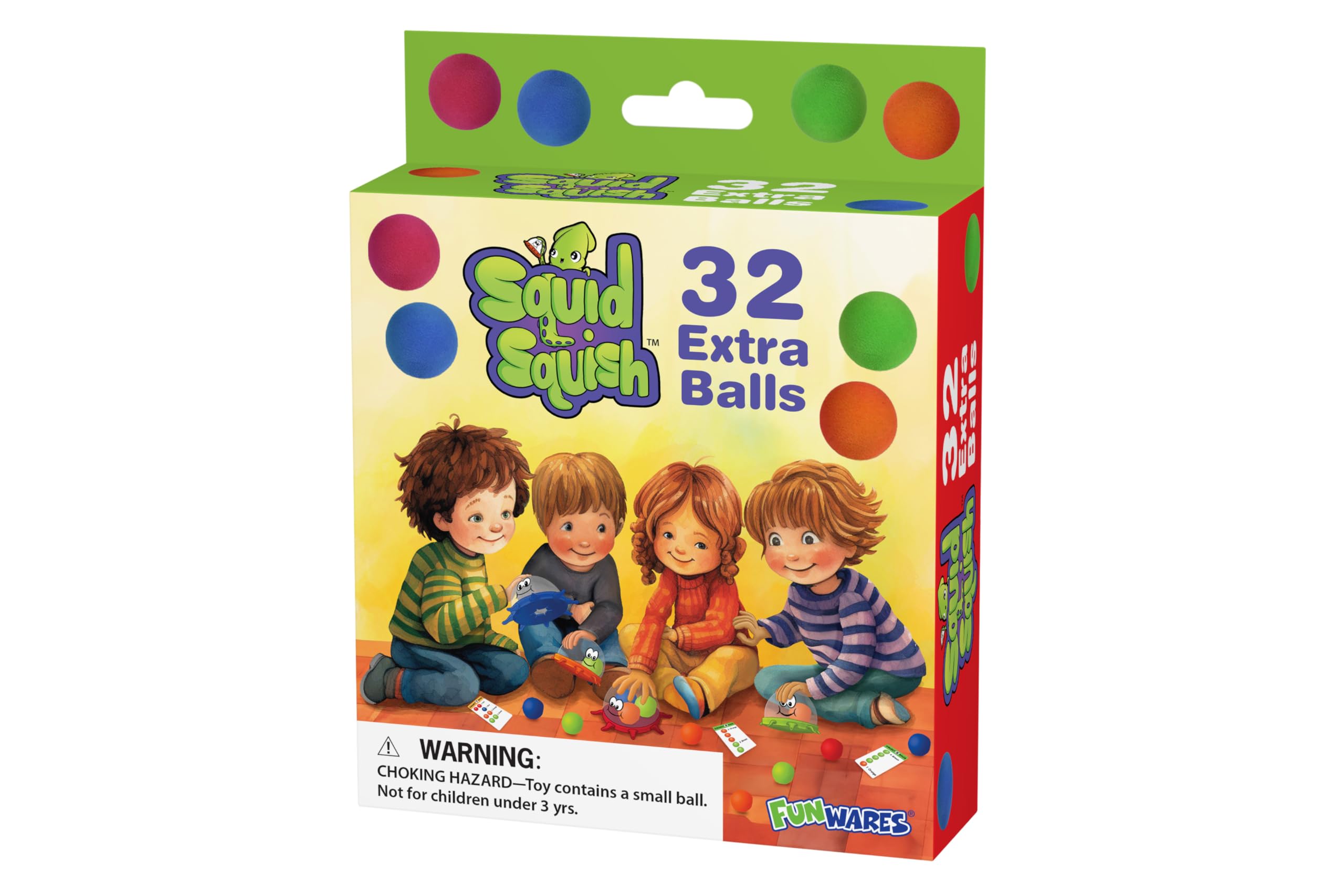 Funwares Colorful Squid Squish: Dynamic Floor Game for Kids, Boosts Kids' Learning and Coordination, Counting and Number Game, Active Play, and Quick Thinking, 2-4 Players, Ages 4-8. (32 Spare Balls)