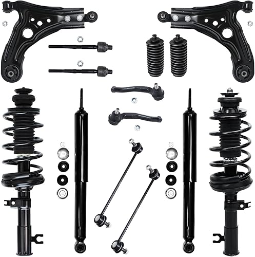 Detroit Axle - Kit de suspensión delantera de 14 piezas para Chevy Aveo Aveo5 Pontiac G3 Wave, 2 amortiguadores traseros, 2 puntales, 2 brazos de