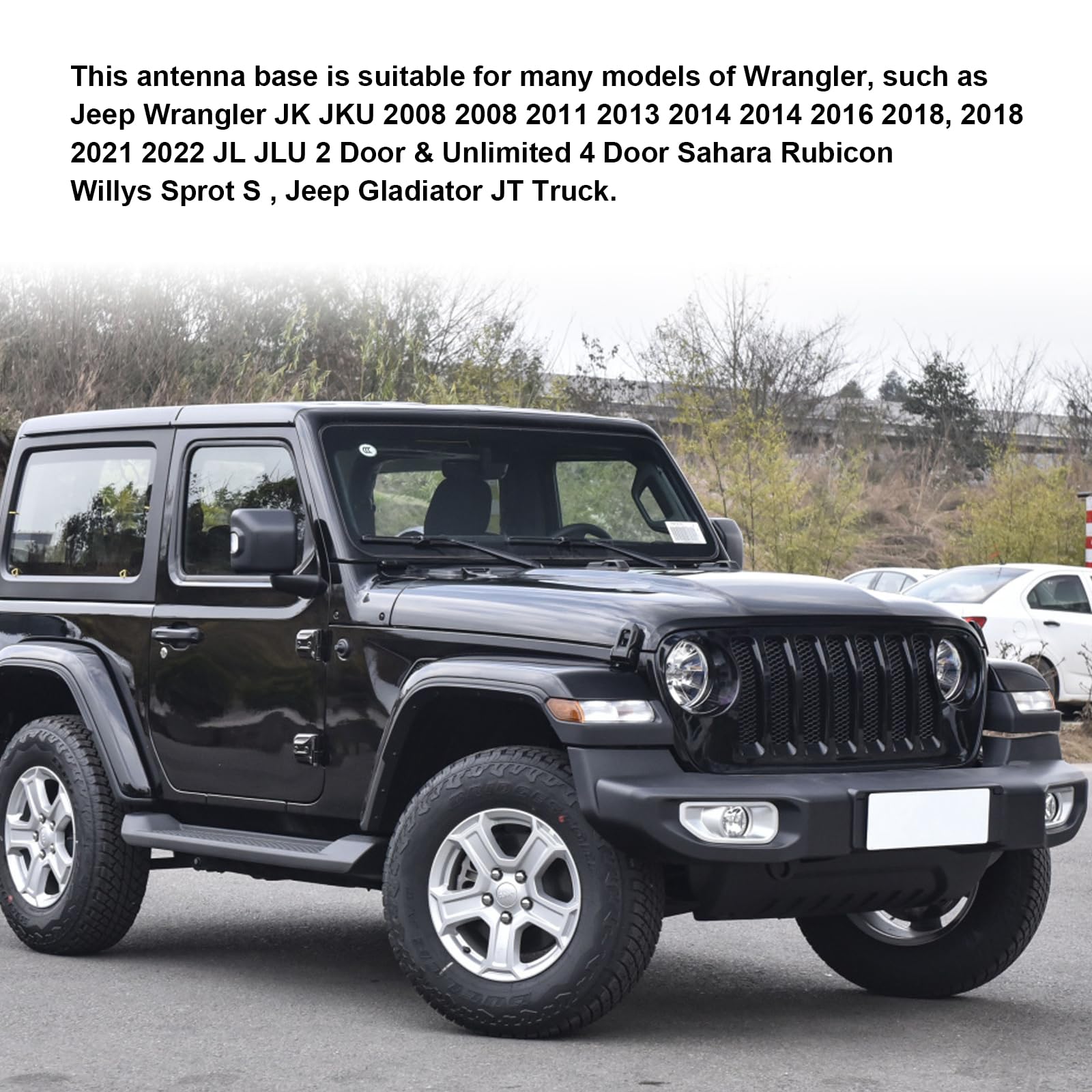 stymart Antenna Base Cover, Compatible with Jeep Wrangler 2007-2022 JK JKU JL JLU Gladiator JT, 2.95In Diameter ABS, 1Pcs