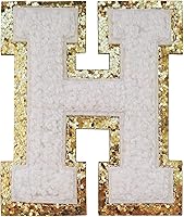 Vista 123 de SPRT - Parches de letras de chenilla universitaria con purpurina, parche de letras blancas para planchar con letras del alfabeto para disfraz