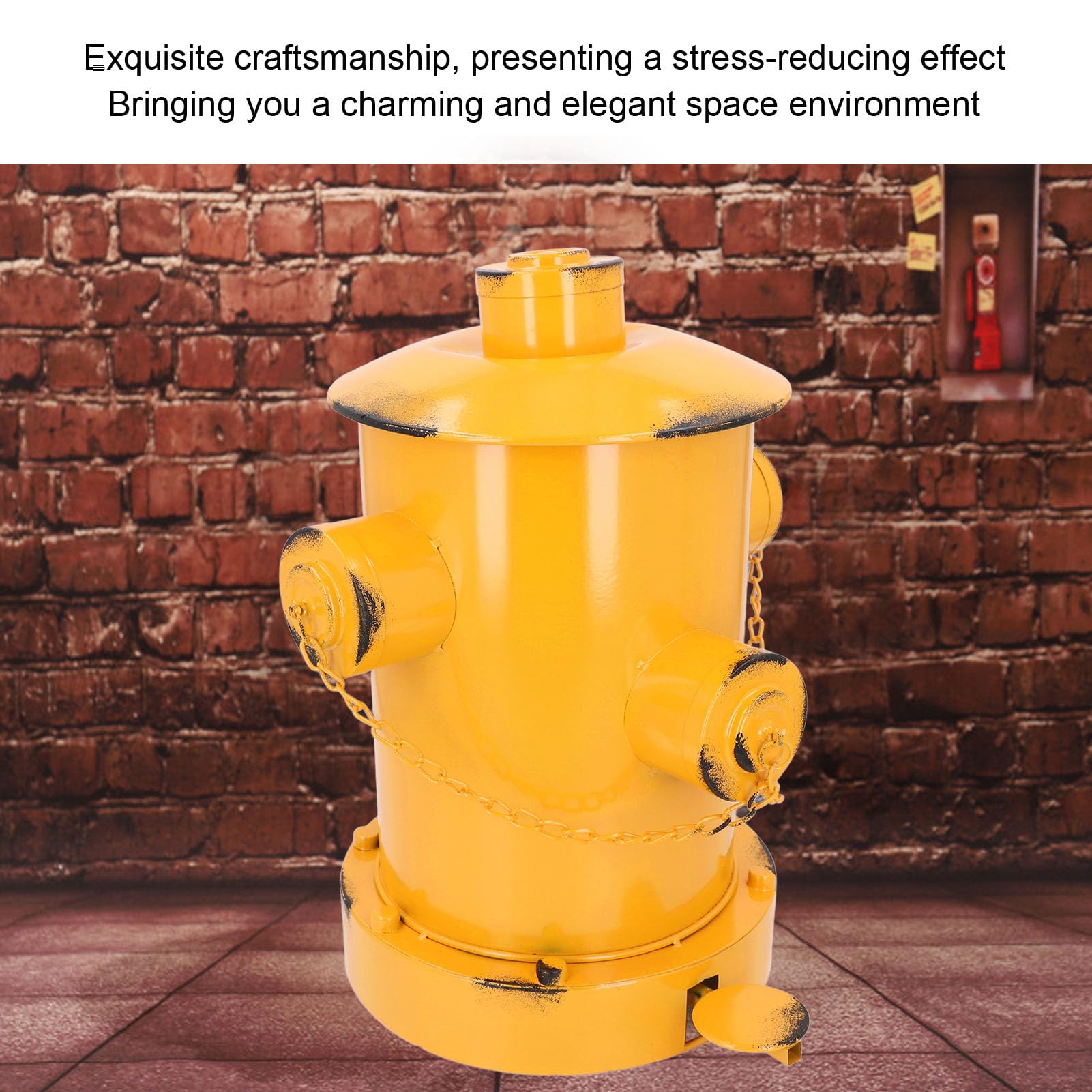 Poubelle de Bouche D'incendie Décorative Rétro en Fer de Style Industriel, Poubelles Intérieures et Extérieures en Fer avec Seau à Pédale pour Jardin, Maison, Cuisine (yellow)