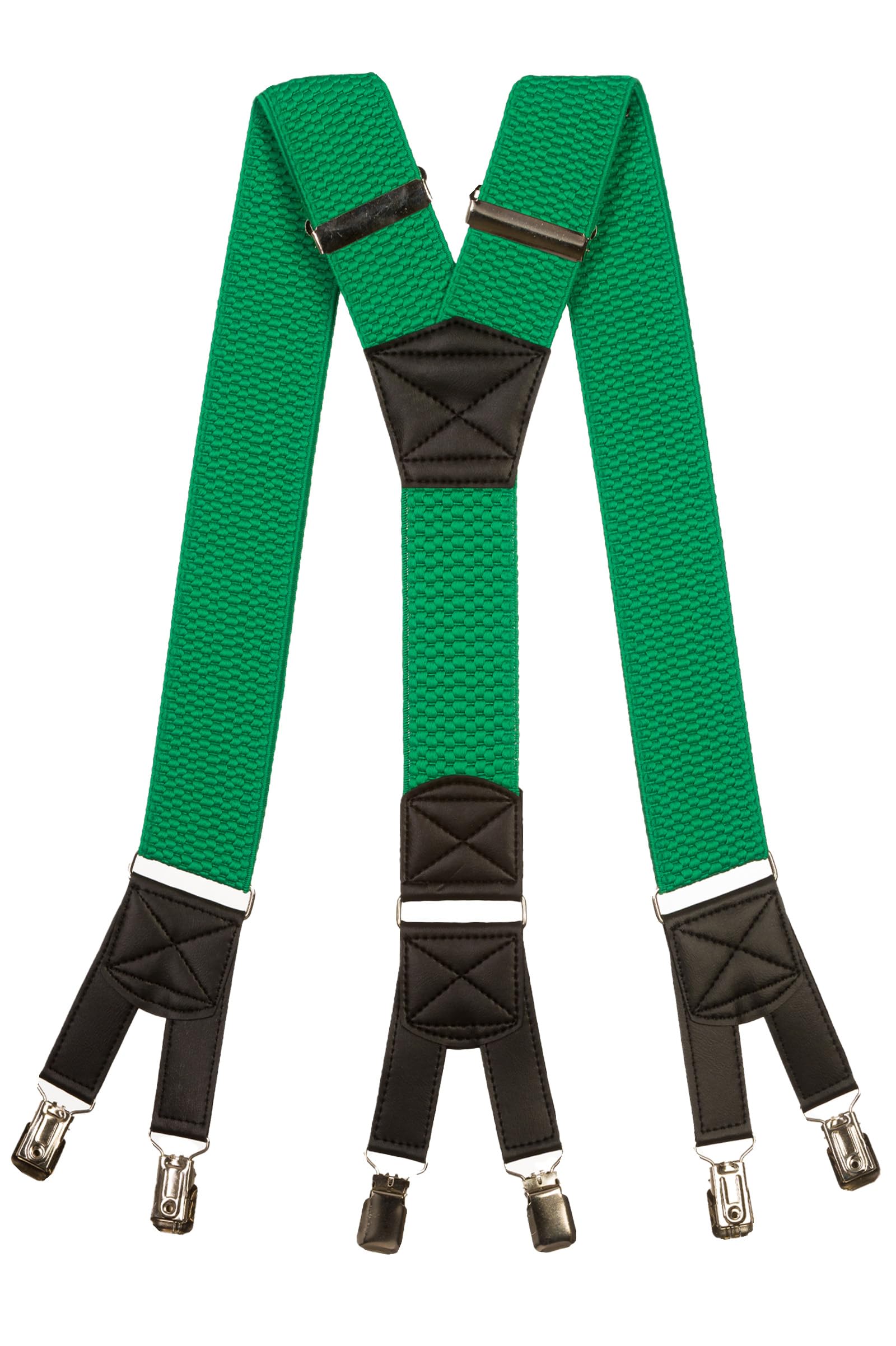 Olata Men's Six Clip Heavy Duty Extra Wide Y-Shape Braces/Suspenders - 5cm. Green