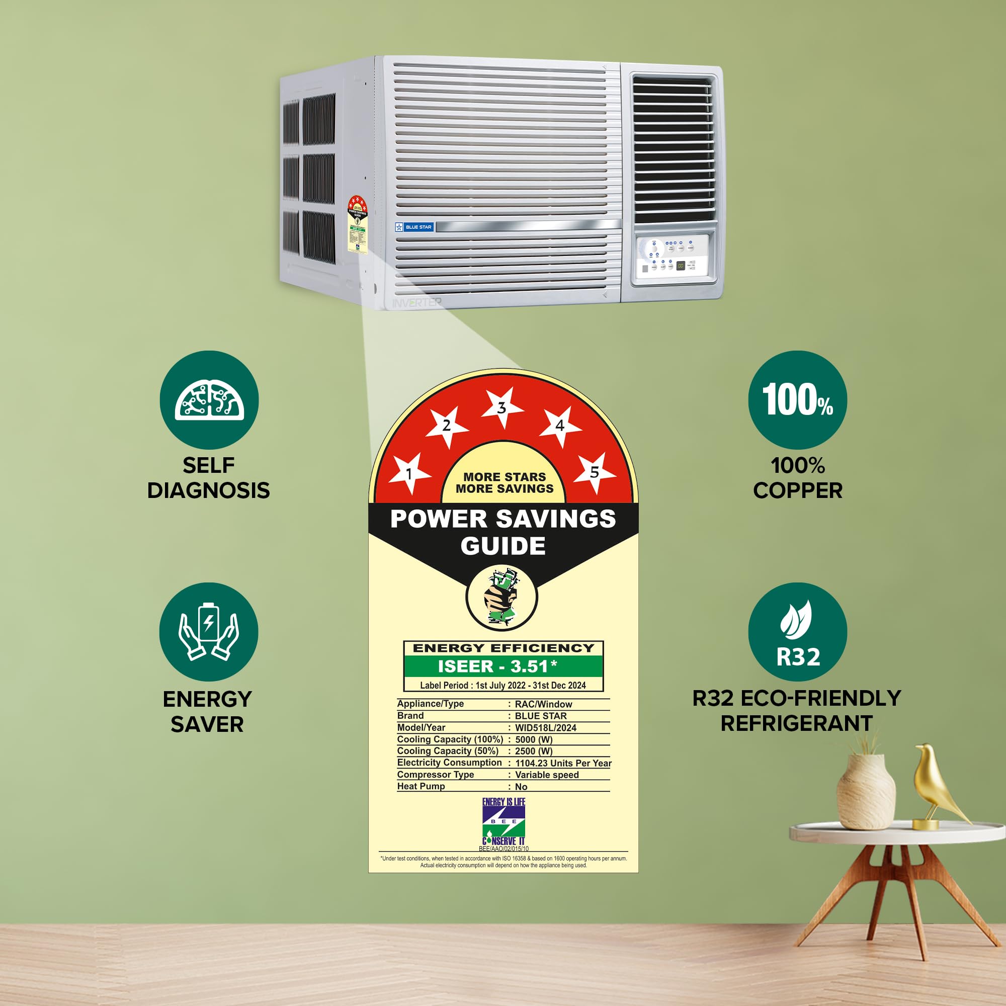 blue star window ac 5 star price