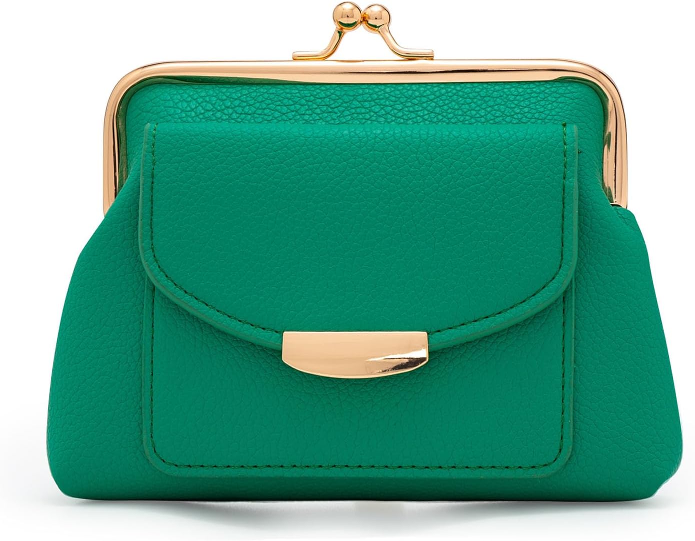 Coin Purse With Credit Card Slots, Kiss Lock Coin Purse for Women, Large Capacity Coin Pouch, Change Purse Cute Car Coin Holder for Women (2-Green)