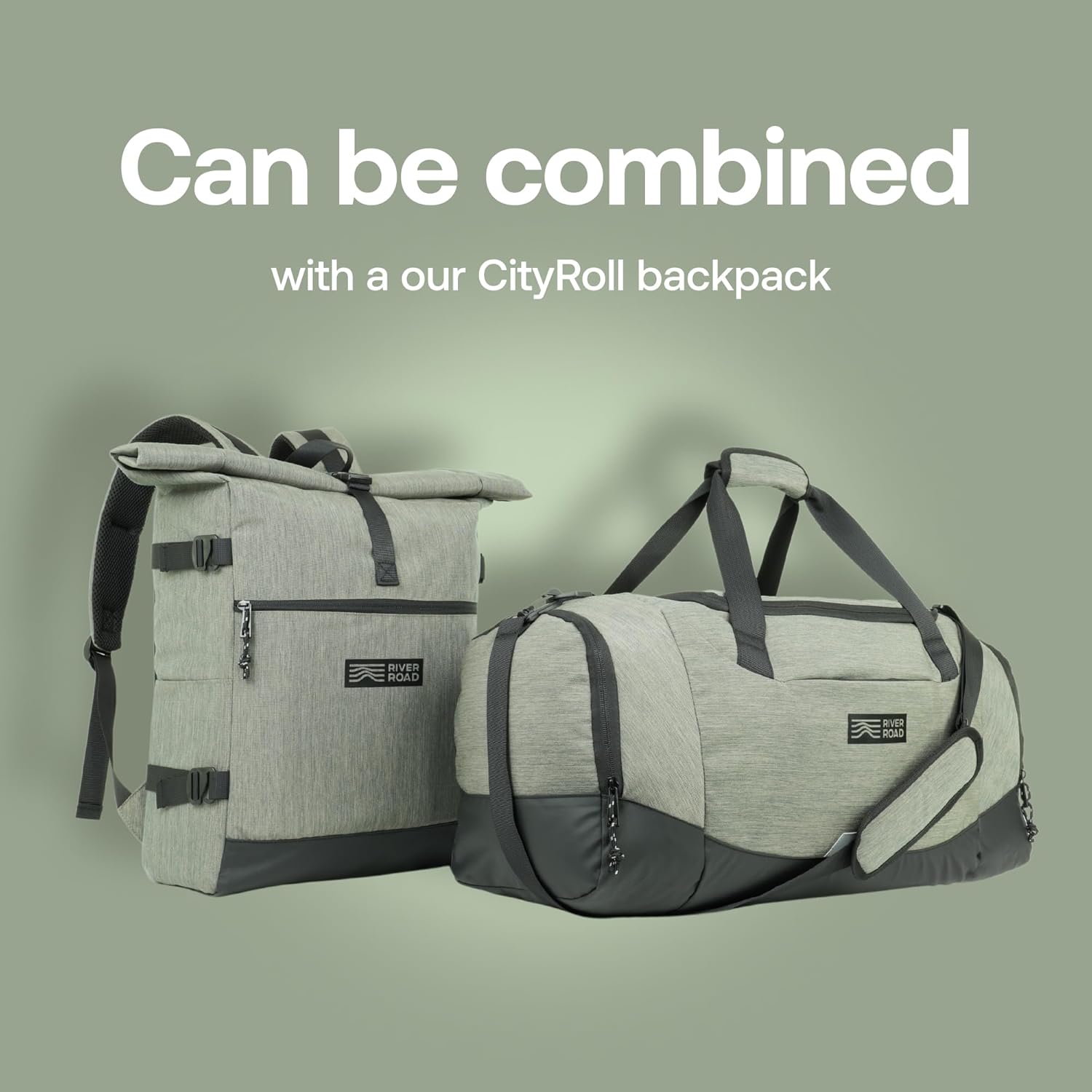 RIVER ROAD CityRoll 40L Medium Gym Duffle Bag - Workout Duffel Bag for Travel Men and Women with Shoe Compartment - Perfect Carry On (Dark Green)