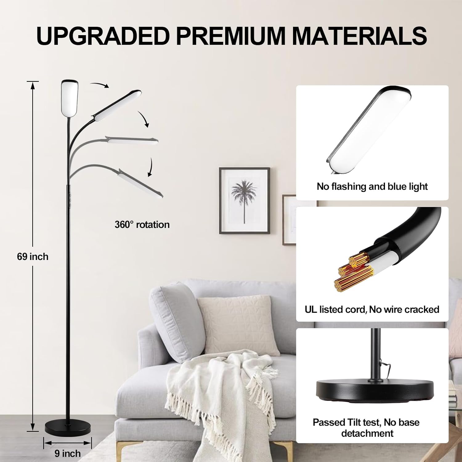Floor Lamp 2 Pack, 18W 1800LM Bright LED Floor Lamp with 2 Remotes & Works with Smart Plug, Dimmable Timing Eye Caring Standing Reading Floor Lamps for Living Room Bedroom Office