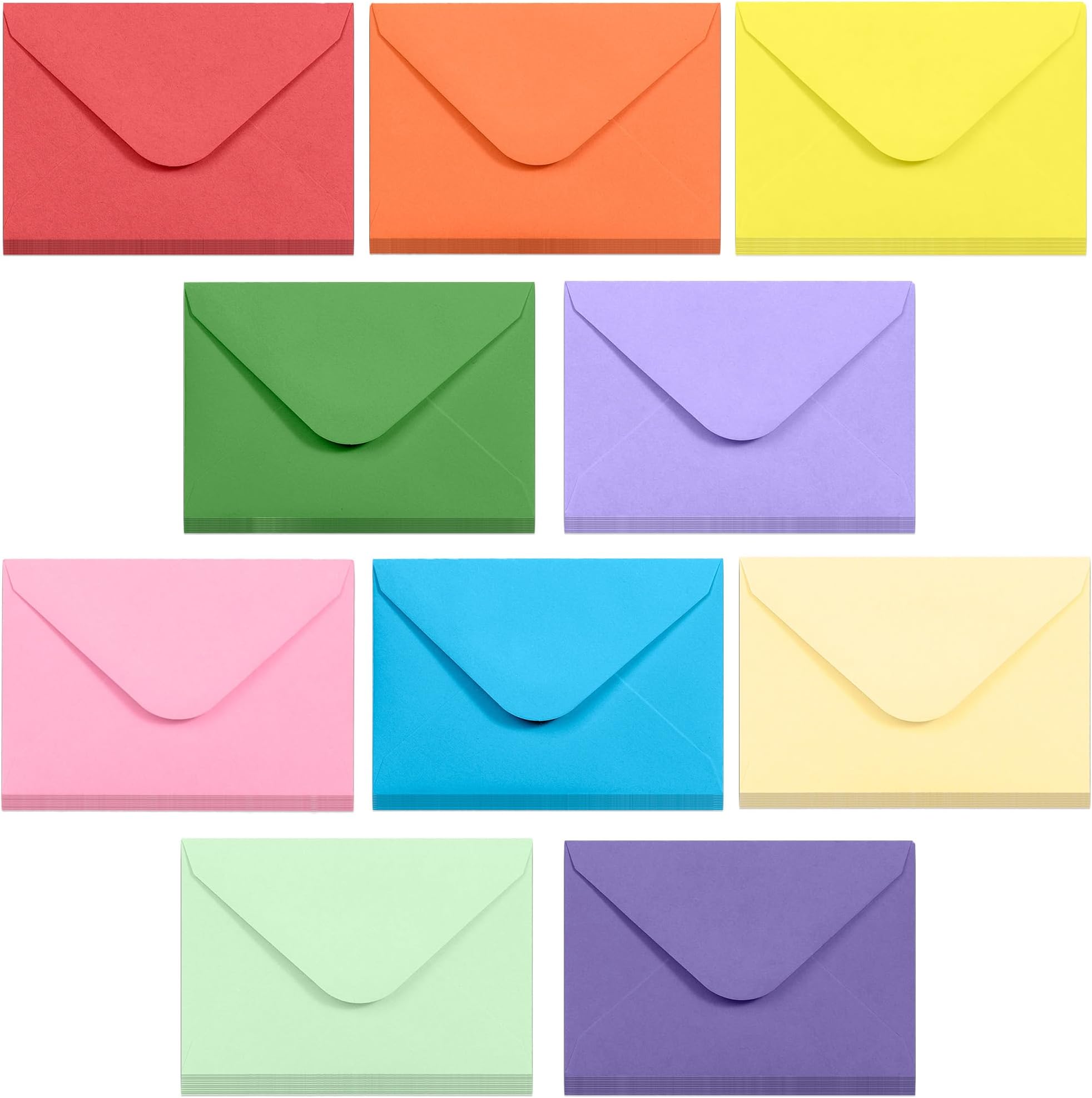 Gift Card Envelopes - 100-Count Mini Paper Pockets for Business Cards and Small Notes, 10 Colors, 4 x 2.7 Inches