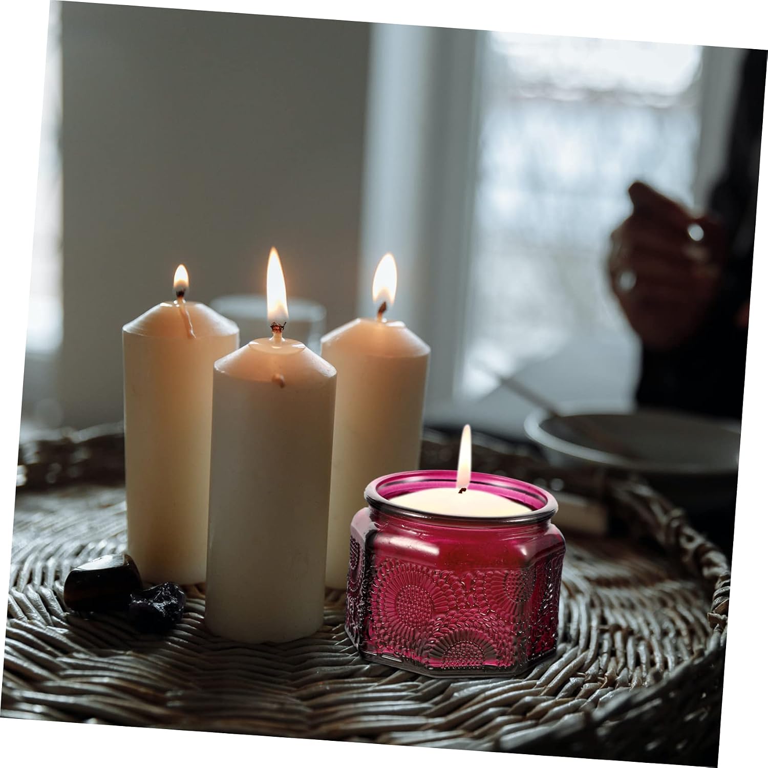 KONTONTY 14pcs DIY Scented Candle Making Jars Glass Candle Tins Lids Bulk Containers Home Decor Party Supplies