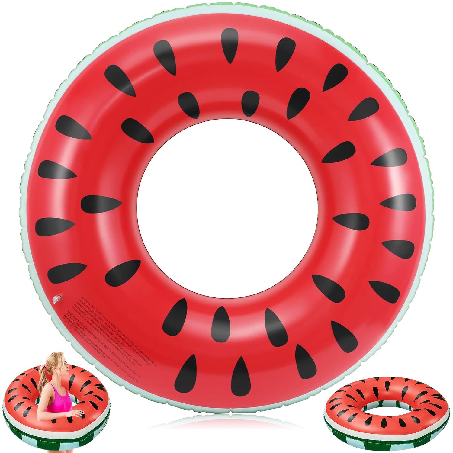 Pool Inflatables Swimming Rings, Watermelon Swimming Pool Floats, Inflatable Water Floats Fruit Tube Rings, for Adults Summer Water Beach Party Toys - 1 Pcs — image 1