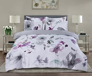 Majestic Giftware Madison Linen 8-Piece 44" Twin Size Bedding Set (BL103-44T-4) | Summer Breeze - Pastel-Gray 300 Thread Count Cotton Sateen | 2 Fitted Sheets, 2 Duvets, 4 Pillowcases