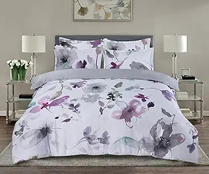 Majestic Giftware Madison Linen 8-Piece 44" Twin Size Bedding Set (BL103-44T-4) | Summer Breeze - Pastel-Gray 300 Thread Count Cotton Sateen | 2 Fitted Sheets, 2 Duvets, 4 Pillowcases