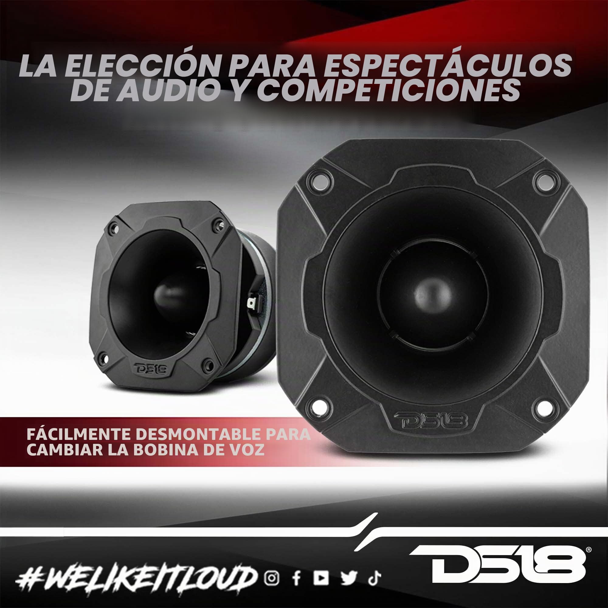 DS18 Pro-TWX3 - Tweeter Super Bullet de 4 Pulgadas, 480 W, 1.5 Pulgadas, Aluminio, 4 ohmios, Vc. Los tweeters Pro Son los Mejores en el Mercado de Audio Profesional y voceteo para automóvil (1