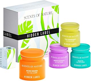 Hidden Label 4 Pack Candles for Home Scented, Aromatherapy Jar Candle Gifts for Women, Natural Candles Non Toxic Candles Set for Birthday Valentine Mother's Christmas Day Present