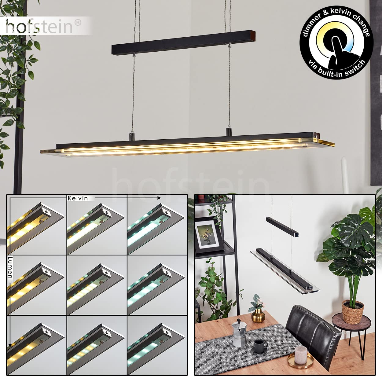 Suspension LED Junsele En Métal Nickel-mat Et Verre, Lampe