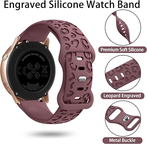 Miniatura 2 de 4 Pack Leopard Engraved Bands Compatible with Samsung Galaxy Watch 654 Band 40mm 44mm, Galaxy Watch 5 Pro 45mm,Galaxy Active 2,Galaxy Watch 3,20mm