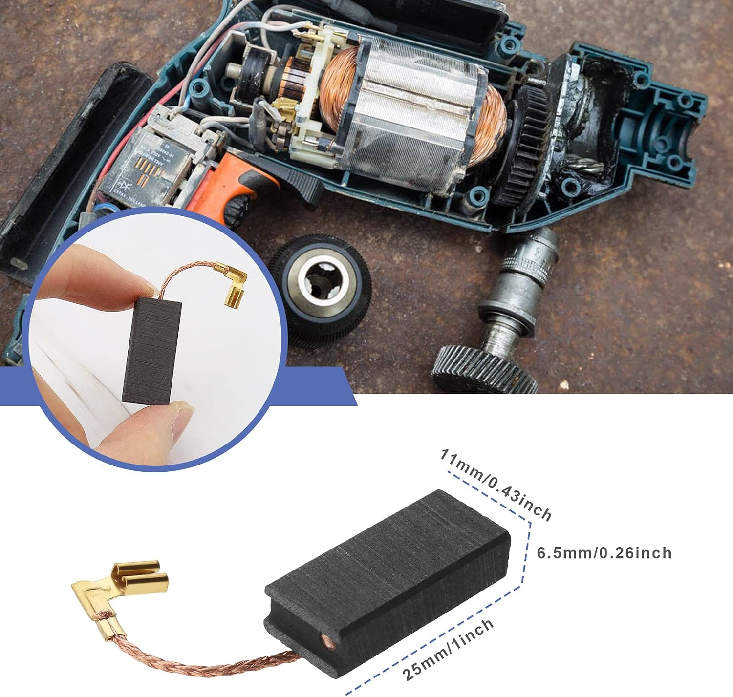 Be In Your Mind 2 works of Carbon Brushes with Auto Stop 6.5x11x25mm Compatible with Makita HK1820 HK1820L HM0870C HM0871C CB350 194160-9 - Image 4