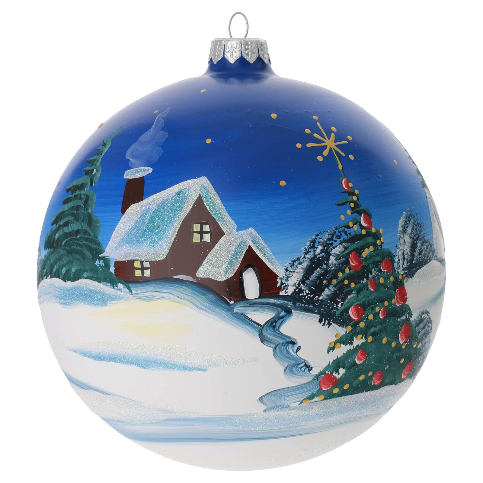 Palla di Natale azzurra cielo vetro soffiato 150mm
