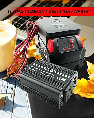 Miniatura 9 de Inversor de fuente de alimentación portátil de 150 W, apto para batería de litio de 18 V y batería de níquel, inversor inalámbrico compacto
