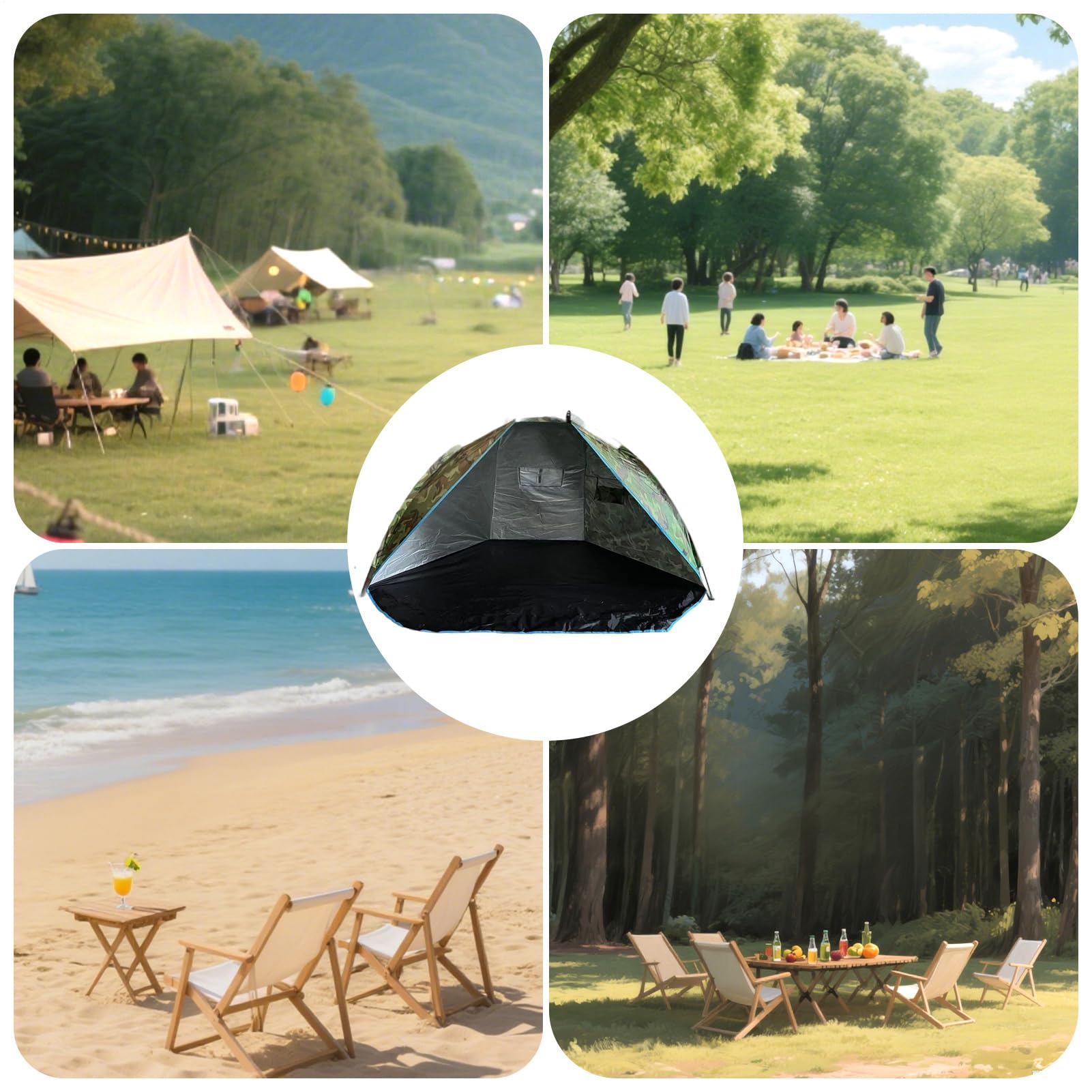 Pare-soleil de plage imperméable - Auvent de protection solaire avec clous - 220 x 120 x 120 cm - Abri de pêche pour voyage, sable, jardin, randonnée, pique-nique, lac, festival, arrière-cour