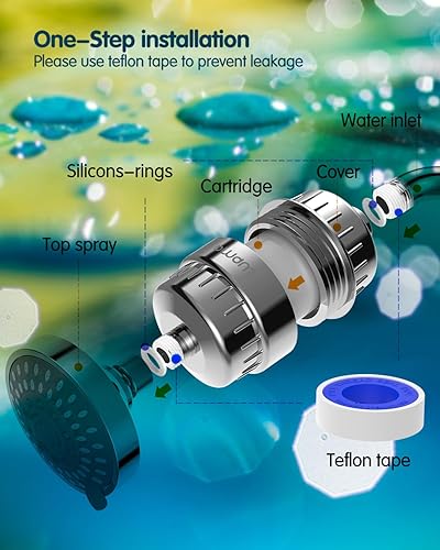 Miniatura 8 de Cartucho de repuesto para filtro de ducha, 15 etapas, alto rendimiento, vitamina C, eliminación de metales pesados y agua dura. Universal con