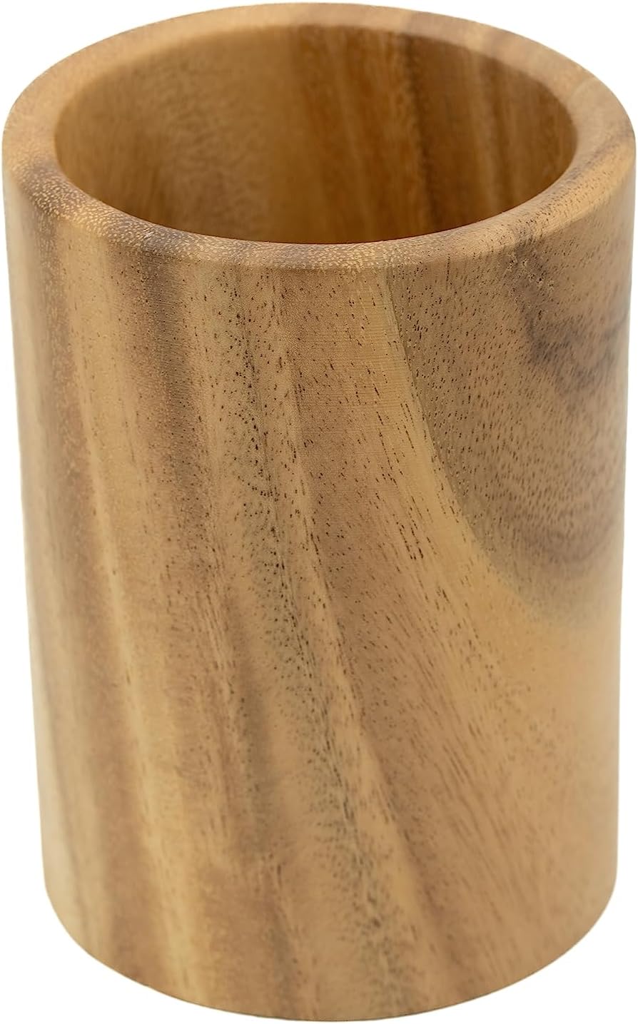 Wooden Utensil Holder - Teak Wood Utensil Holder - Wooden Spoon Holder - Kitchen Utensil Holder for Countertop - Utensil Crock for Kitchen Counter - Utensil Holder - Wine Holder - Art Supply Holder