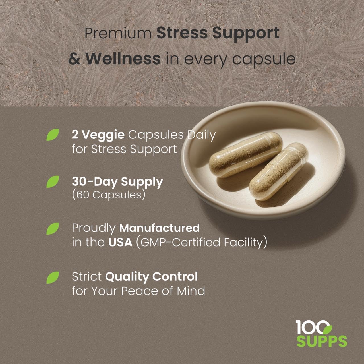 Ashwagandha Capsules with Black Pepper Extract 4:1 (10mg), Made with Organic Ashwagandha Powder, 1200mg per Serving, 60 Veggie Capsules (30-Day Supply), Gluten Free, Manufactured in USA