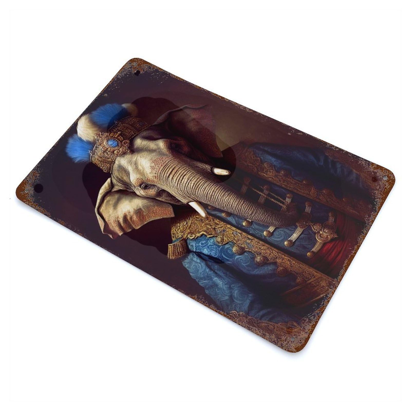 Elephant Poster Rusty Metal Tin Sign 11.8"x7.9", Ideal for Farmhouse, Kitchen And Entryway Decor