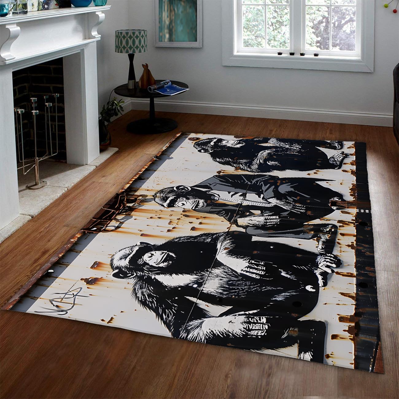 Tapis lavable graffiti chimp 160x200cm facile d'entretien