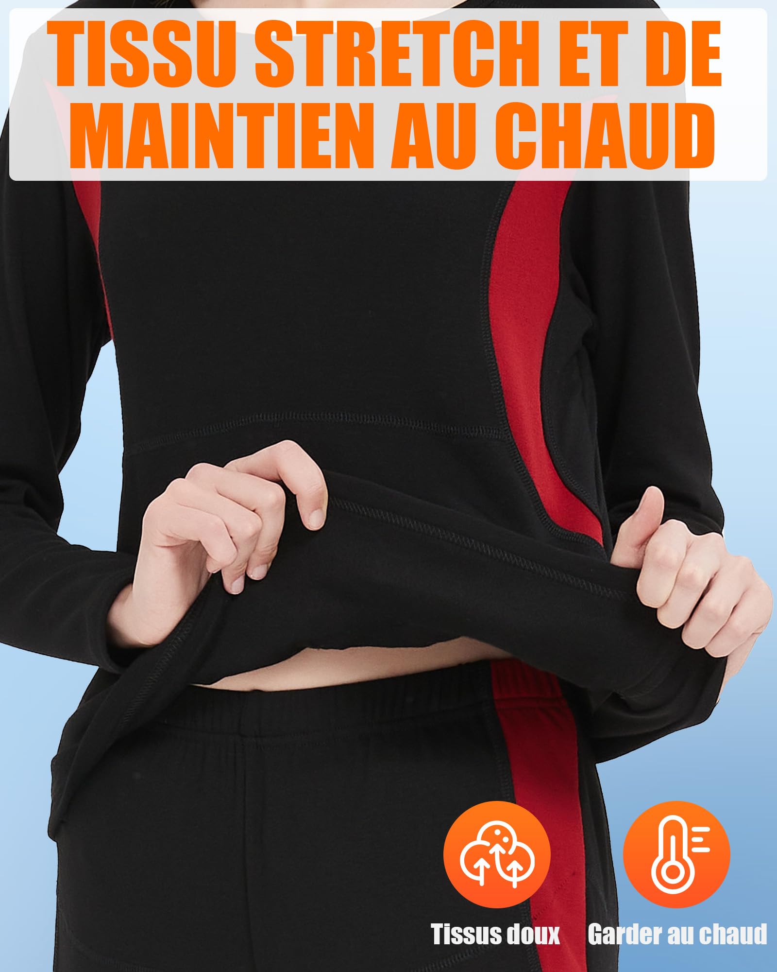 sous-Vêtements Chauffants Homme & Femme – Ensemble Thermique Élastique avec Chauffage Amélioré Et Batterie 7,4V 10000mAh, 3 Niveaux De Chauffe pour