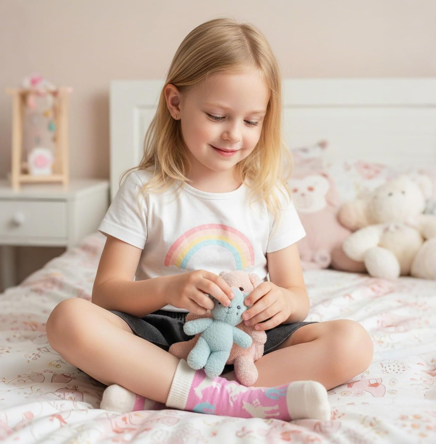 CHUNG Little Big Girls Cotton Socks Toddler above Ankle Polk Dot Crew Fashion Cartoon Cute Fun Pig - Image 3