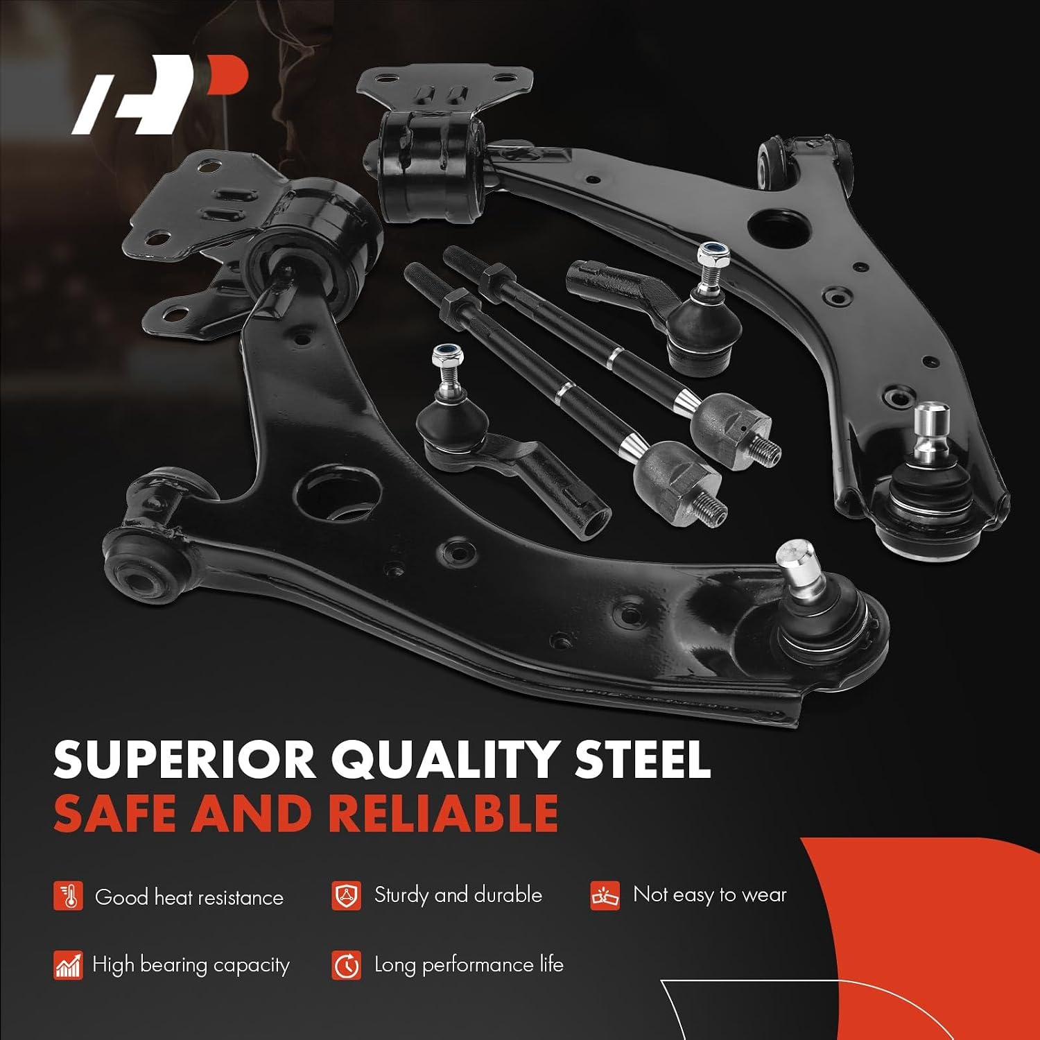 A-Premium Set of 6, Front Lower Control Arm, Inner Outer Tie Rod End, Compatible with Mazda 3 2007 2008 2009, L4 2.3L & Turbocharged